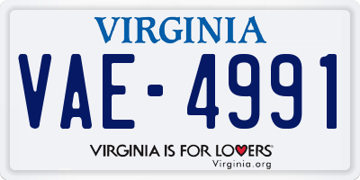 VA license plate VAE4991