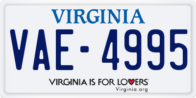 VA license plate VAE4995