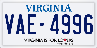 VA license plate VAE4996