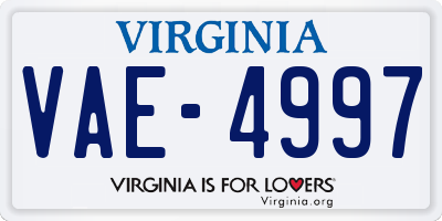 VA license plate VAE4997