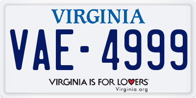 VA license plate VAE4999