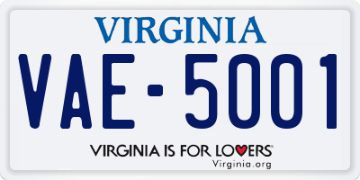 VA license plate VAE5001