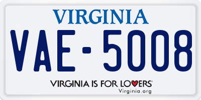 VA license plate VAE5008