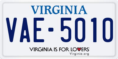 VA license plate VAE5010