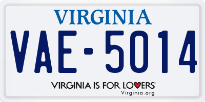 VA license plate VAE5014
