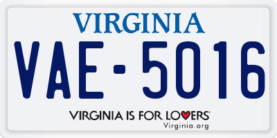 VA license plate VAE5016