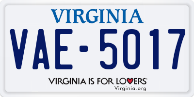 VA license plate VAE5017