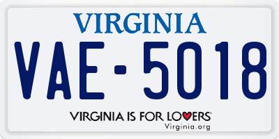 VA license plate VAE5018
