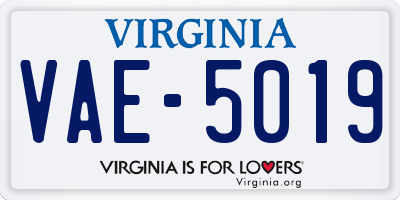 VA license plate VAE5019