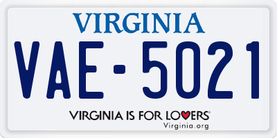 VA license plate VAE5021