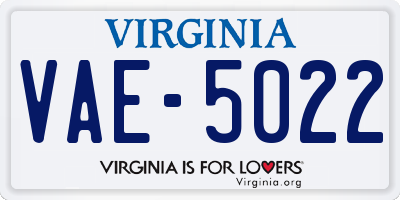 VA license plate VAE5022