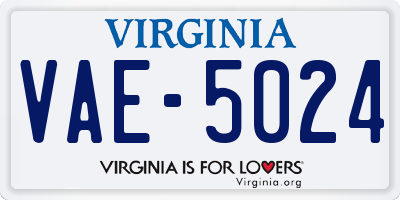 VA license plate VAE5024