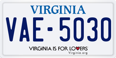 VA license plate VAE5030