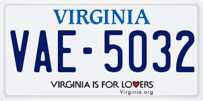 VA license plate VAE5032