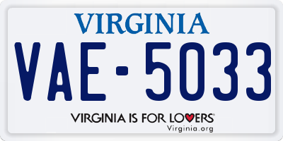 VA license plate VAE5033