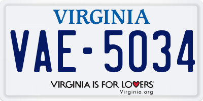 VA license plate VAE5034