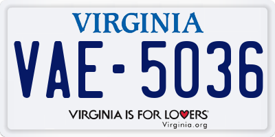 VA license plate VAE5036