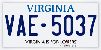 VA license plate VAE5037
