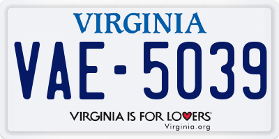 VA license plate VAE5039