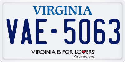 VA license plate VAE5063