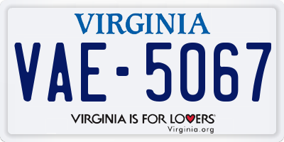 VA license plate VAE5067