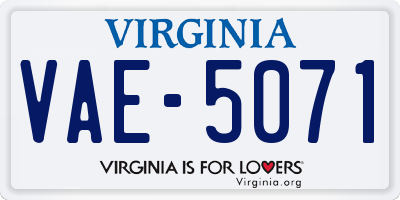 VA license plate VAE5071