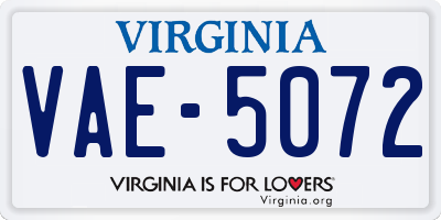 VA license plate VAE5072