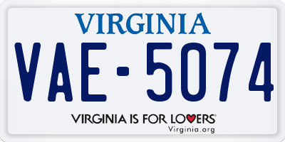 VA license plate VAE5074