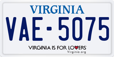 VA license plate VAE5075