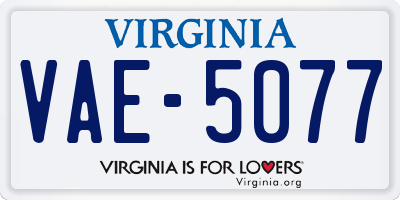 VA license plate VAE5077