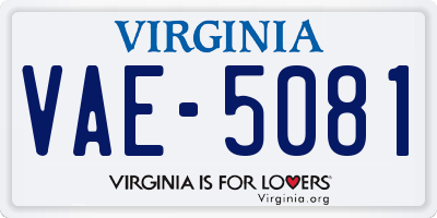 VA license plate VAE5081