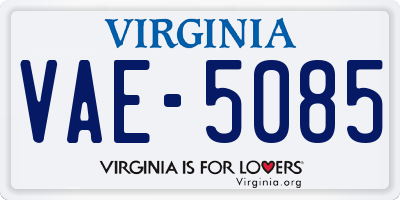 VA license plate VAE5085