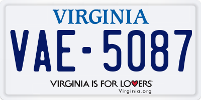 VA license plate VAE5087
