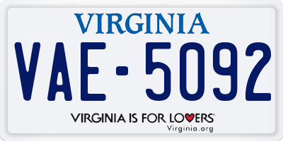 VA license plate VAE5092