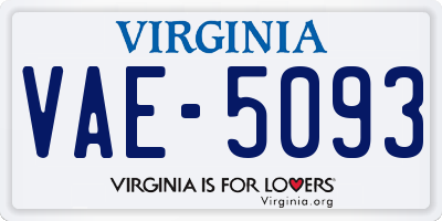 VA license plate VAE5093