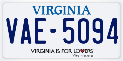 VA license plate VAE5094