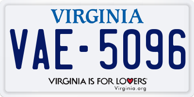 VA license plate VAE5096