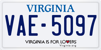 VA license plate VAE5097