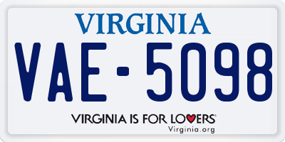 VA license plate VAE5098