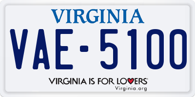 VA license plate VAE5100