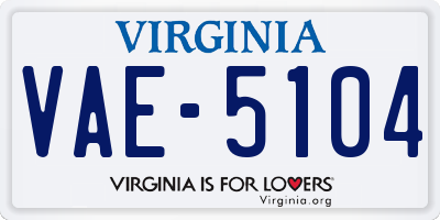 VA license plate VAE5104
