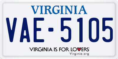 VA license plate VAE5105