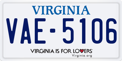 VA license plate VAE5106
