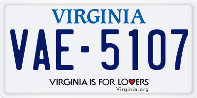 VA license plate VAE5107