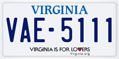 VA license plate VAE5111