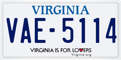 VA license plate VAE5114