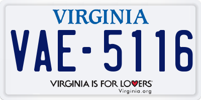 VA license plate VAE5116