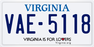 VA license plate VAE5118