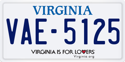VA license plate VAE5125
