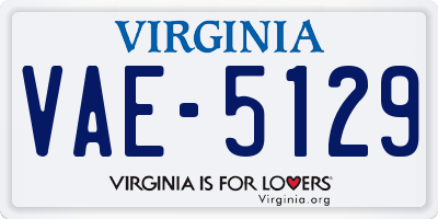 VA license plate VAE5129